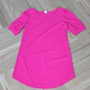 Brenda Womens Bright Pink Short Sleeve Dress Medium